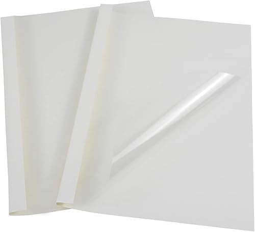 RAYSON TBC4-25-W Cubiertas de encuadernación térmica, 316 pulgadas, cubierta frontal transparente de PVC y cubierta trasera blanca brillante,