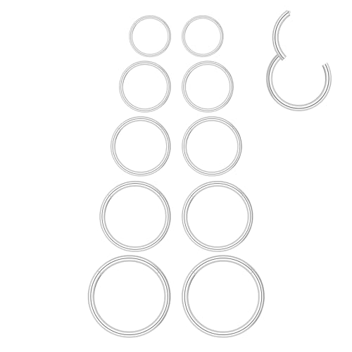 10 Stück Nasenring Edelstahl 18G Nasenringe Nasenpiercing Hoop Nose Ring Septum Piercing für Frauen Mädchen Edelstahl Klappbarer Segmentring Lippenring Ohr Nostril Body Piercing Ring 6mm 8mm 10mm 14mm