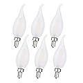 Sunaiony E12 LED Bulb Dimmable 60Watt Equivalent Frosted Candelabra Bulbs 2700K Warm White, Frosted LED Chandelier Bulbs 6W CA11 Flame Tip E12 LED Candle Bulb, 6 Pack