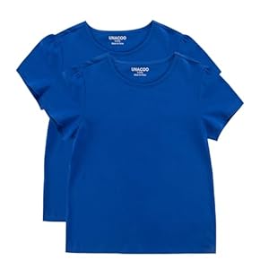 UNACOO Toddler Girls’ Round Neck Basic T-Shirt Classic Short Sleeve Jersey Tee Packs