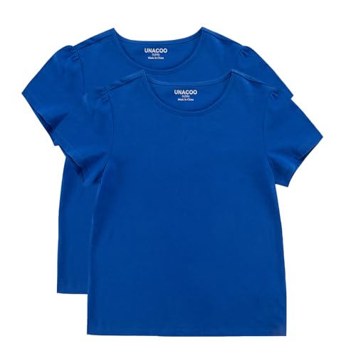 UNACOO Toddler Girls' Round Neck Basic T-Shirt Classic Short Sleeve Jersey Tee Packs