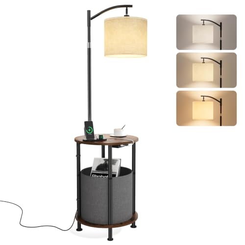 Vermezor Floor Lamp with Table,Nightstand with Charging Station Living Room - image 1