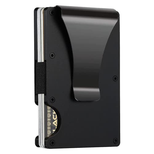 BXH Minimalist Slim Wallet for Men,Metal Money Clip Wallet, RFID Blocking Aluminum Slim Cash Credit Card Holder, Smart Clip Aluminum Metal Rigid Wallet