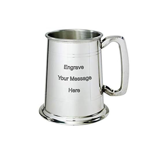 Wentworth Pewter - Detalle de la línea Tankard de peltre de 1 pinta, grabado personalizado gratis, boda, cumpleaños, jubilación, trofeo deportivo, regalo de papá
