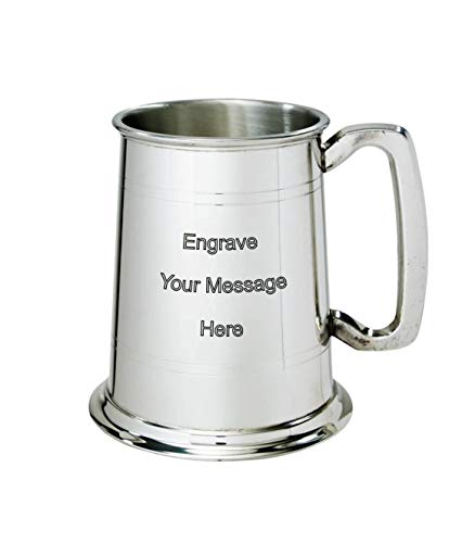 Wentworth Pewter - 1 Pint Pewter Tankard Line detail, Personalised Engraved Free, Wedding, Birthday, Retirement, Sports trophy, Dad Gift