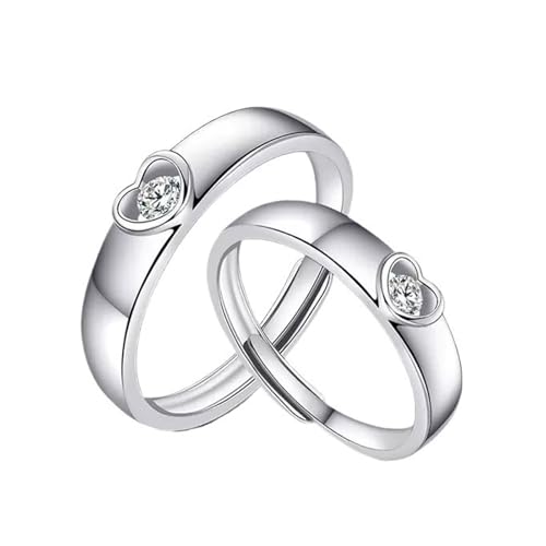 Alliance personnalisée homme femme pour la Saint-Valentin, bague réglable cœur en argent 925