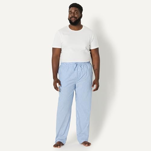 Image of Amazon Essentials Men's Cotton Poplin Straight-Fit Pajama Pants with Pockets, Elastic Waist, Drawstring