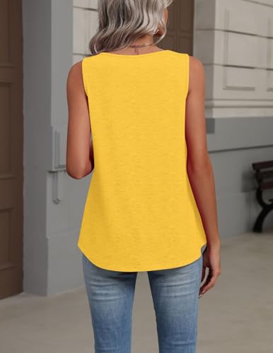 Image of Zeagoo Womens Tank Tops Summer Sleeveless Loose Fit Tops V Neck Pleated Shirts Basic Tees Dressy Casual Trendy Clothes