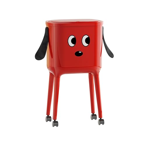 Caneca de basura alta con ruedas y tapa presionable