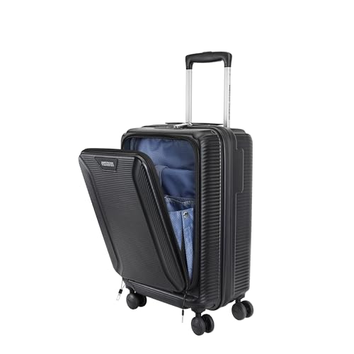 Image of American Tourister Robotech FTL | Cabin Trolley Bag (55 cm) | 360 8 Wheel Travel Luggage with Laptop Compartment|Hard Luggage Polycarbonate Suitcase|Recessed TSA Lock with USB|3 Years Warranty|Black