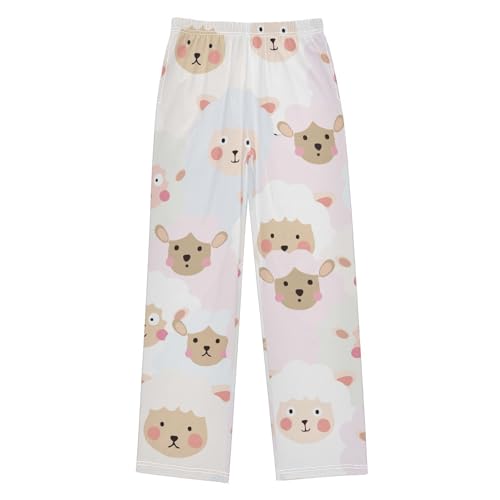 Colorful Sheep Boys Pants Boys Athletic Pants Long Pant for Boywith Pockets Wide-Leg Size 6-14Y