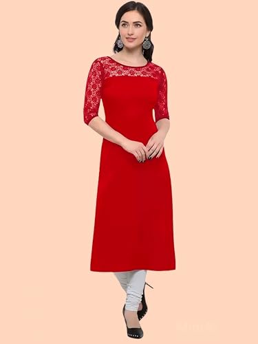 Image of Women's Crepe A-line Straight Kurtis, Plain Casual Wear Kurtis