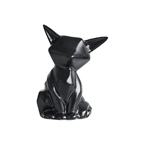 FIYSON Fox Statue Ornament,Ceramic Fox Figurine,Modern Animal Statue Sculpture Ornament Ceramics Crafts Art Figurines,Feng Shui Decor for Luck and Prosperity for Home Decor Birthday Gift (Black,Large) Cover