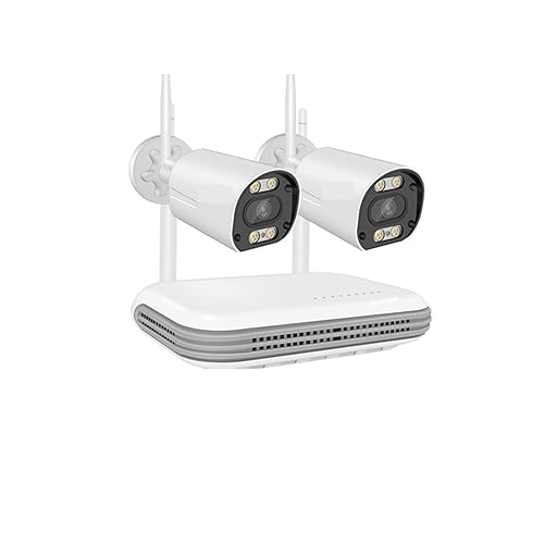 SHEHUALI Kits de vigilancia DVR, CCTV Inalámbrico Kit De Cámara H.265 3MP HD Seguridad AI Detección IP 8CH NVR Kit De Videovigilancia, Cámara de CCTV(500g,8CH NVR 2CAMS 5MP)