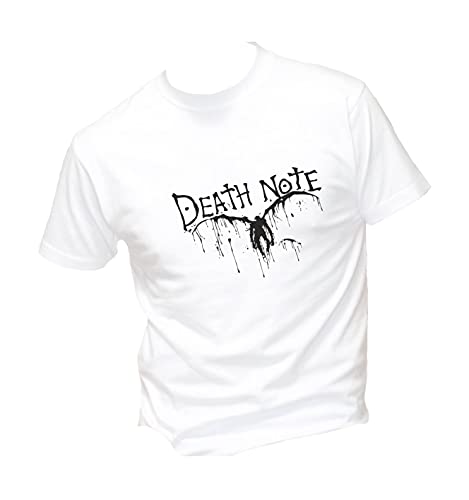  T-Shirt Uomo Cotone Basic Super vestibilità Top qualità - Death Note - Divertente Humor Made in Italy (Bianco, XL)