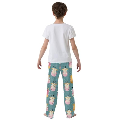 ZZKKO Cute Giraffe Faces Boys Pants for Kids Jogger Pants with Pockets S-XL3