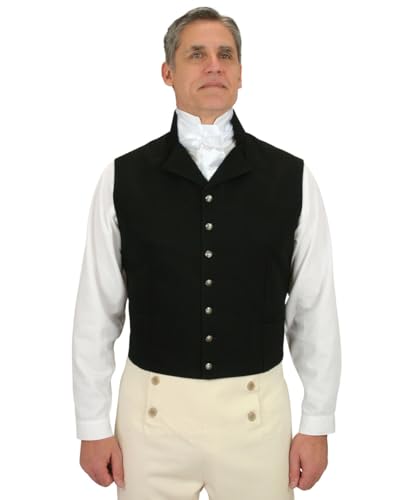 Historical Emporium Men's Regency High Collar Dress Vest, Soft Cotton Dress Fairfax Waistcoat
