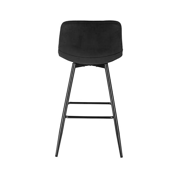 WOLTU Bar Stools Set of 2 PCS Soft Velvet Seat Breakfast Bar Counter Kitchen Chairs Metal Legs Barstools Black High Stools with Backrests & Footrests for Home & Commercial Use #1689 - Image 6