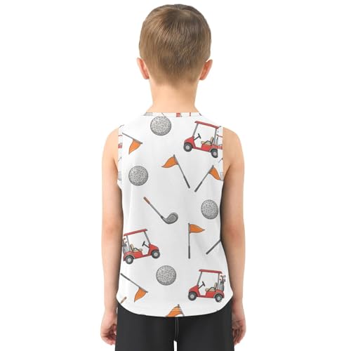 J JOYSAY Cartoon Golf White Boys Tank Top Sleeveless Muscle Shirts Quick Dry Sport Active Workout Kids T-Shirts 3-15T3