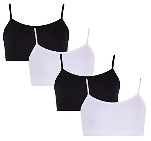 Girls Training Bra Camisole - Adjustable Strap Crop Cami Training Bras for Young Girls Ages 8-14 (4 Pack)2
