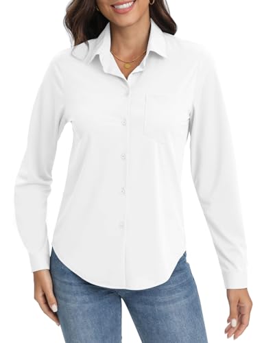 COUXILY Soft Wrinkle-Free Button Down Stretch Shirts for Women, Breathable Moisture-Wicking Casual Work Dress Tops3