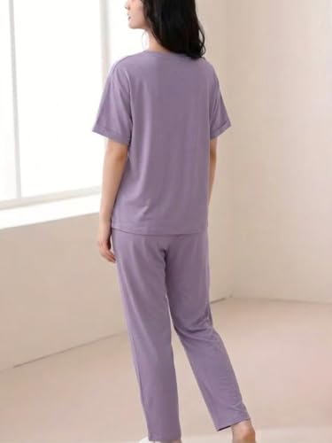 Image of SMOWKLY Women's Premium Cotton Blend Cute Print Two Piece Pj Sleepwear