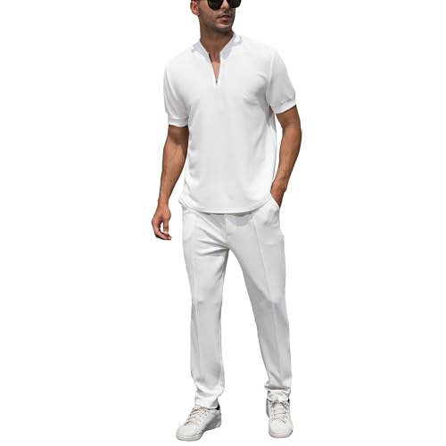 FZNHQL Fashion Men's Tracksuits 2 Piece Casual Athletic Jogging Outfits Short/Long Sleeve Track Suits for Men Set