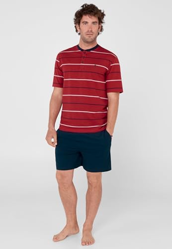 El Búho Nocturno Mens Pajamas Set Summer Short Sleeve Striped Classic Neckless PJs or Knit Comfortable Pajamas for Men2