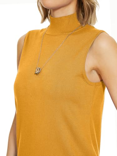 Image of INKOFF Sleeveless Mock Neck Turtleneck Knit Tops Women Dressy Casual Sweater Vest Business Work Tank