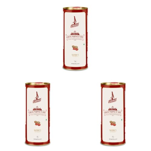 Image of Chekko Cold Pressed Groundnut /Peanut Oil (Virgin, Kachi Ghani, Chekku) | 100% Natural, Pure & Wood Pressed (1L) for Cooking (Pack of 3)