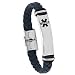 LiFashion LF Mens Stainless Steel Braided Leather Medical Alert Wristband Sos ICE Personalized Customized Medical ID Bracelet Awareness Emergency for Husband Son Boyfriend Grandpa Dad,Engraving