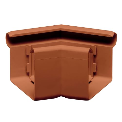 INEFA Ángulo para canalón 135 grados ángulo exterior en forma de caja, PVC 68mm rebordemarrón exterior, pieza de unión accesorios para canalón,made in Germany