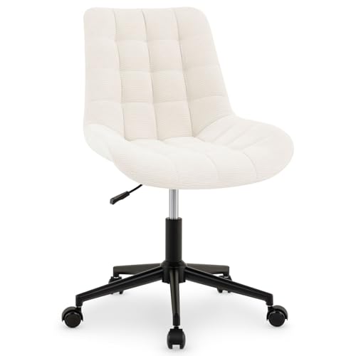 IDIMEX Drehstuhl VASILO höhenverstellbar in weiß, Bürostuhl mit Metallgestell in schwarz, Schreibtischstuhl mit 5 Doppelrollen, drehbarer Computerstuhl mit bequemer Sitz- und Rückenpolsterung