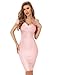 meilun Cold Shoulder Bandage Bodycon Dress for Women Wedding Guest Dress Birthday Party Event Dress(Pink,XS)