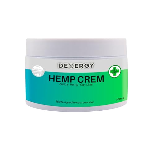 DEMERGY® Gel Crema Cañamo Masaje Espalda y Rodillas, 300 ml | Ingredientes Naturales, Árnica, Mentol y Romero | Rápida Absorción, Uso Tópico Deportistas Piernas Cansadas | Unisex – Todas Las Edades