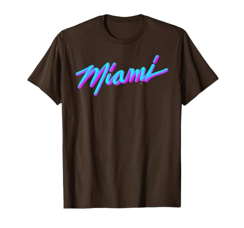 Miami - Vaperwave Synthwave 80s Style Retro Design T-Shirt, Men, Brown, X-Large
