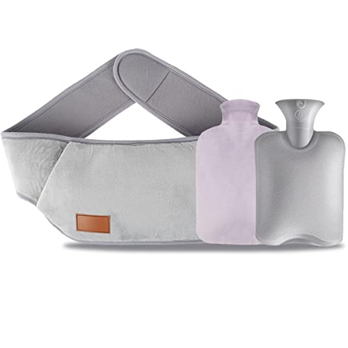 Bibykivn Bolsa de Agua Caliente 3 en 1, 1L Cinturón Natural Goma Agua Caliente Bolsa, Bolsa De Agua Caliente Bolsa Caliente para Cuello y Hombros, Espalda, Piernas, Cintura Caliente Cover