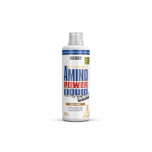 Weider - Amino Power Liquid - Flüssiges Hydrolysiertes Protein - Aminosäuren - 23g Protein pro 45 ml für Muskelaufbau - Mit L-Leucin, Taurin, Vitamin B6 - 1 Liter - Cola