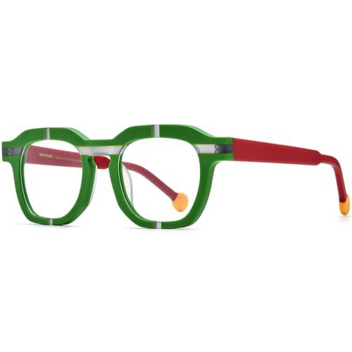 Image of HEPIDEM Multicolor Acetate Glasses Frame Women,Oversize Round Optical Eyeglasses