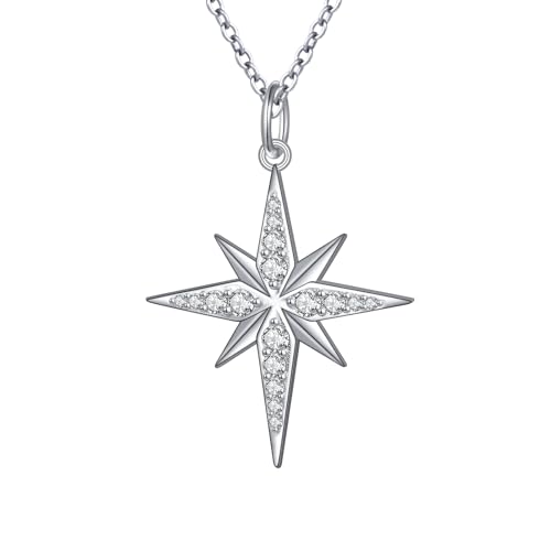 YinShan 925 sterling Silver Cubic Zirconia Star/Snowflake/Teardrop Pendant Necklace for Women