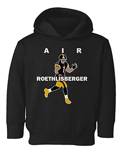 Baku Apparel Pittsburgh AIR Roethlisberger Football Little Kids Girls Boys Toddler Hooded Sweatshirt (Black, 2T)