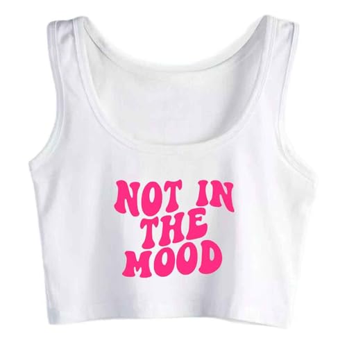 [Xbumupa] Not in the Mood Sleeveless Vest Woman Crop Top Cotton Tank Top