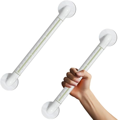 【最新アップグレード】50CM 風呂 手すり、2個セット 浴槽手すり トイレ用手すり、浴室 立ち上がり補助 耐荷重150kg 取っ手 滑り止め 転倒防止 静電防止 夜光 穴あけ必要 老人、身体障害者、負傷者、手術後の人に適しています ステンレスチューブ+抗