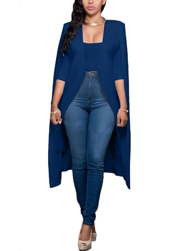 LYANER Women's Cape Long Sleeve Work Wear Blazer Jackets Long Cape Coat