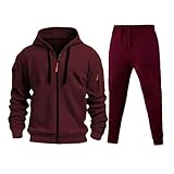 Generisch Jogginganzug Herren Trainingsanzüge Sportanzug Trainingjacke Kragen mit Reißverschluss für Herrens Hausanzug Tracksuit,Jogginganzug Herren Winter,Alltag/Party