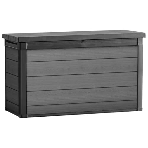 Keter Cortina 757L Cushion Box Weatherproof & UV Resistant EVOTECH™ Material, Gas Lift System, Grey, Dimensions: 147 x 83 x 86 cm