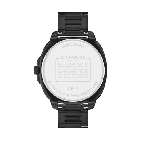Image of Coach Kitt Qtz Multifunction Black Tonneau Dial Women's Watch|Ionic Plated Black Steel Material|Black Color Band - 14504396