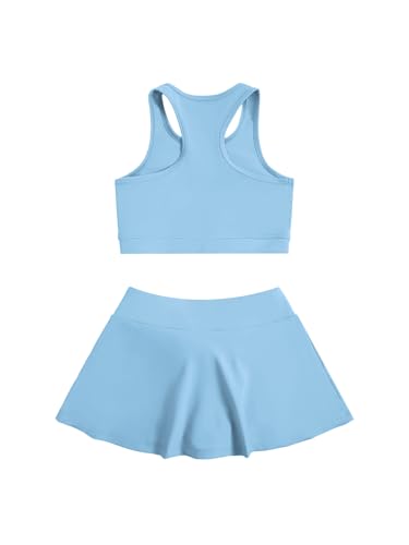 Image of SOLY HUX Toddler Girl's 2 Piece Workout Outfits Lightweight Crop Tank Tops and Skort Athletic Set