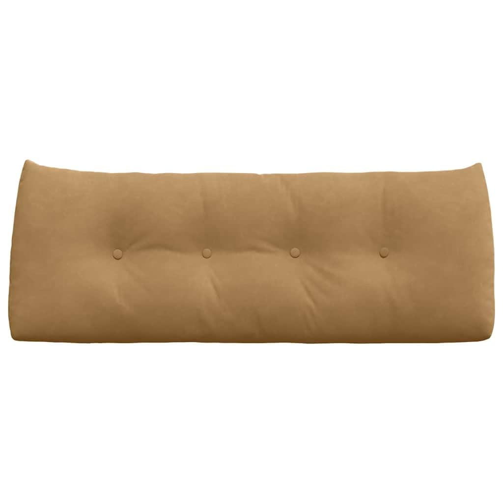 Rückenkissen 120 x 24 x 50 cm Samt Bett Keilkissen Braun | Ergonomisches Stützkissen für Schlafzimmer und Sofa, weicher Bezug mit Seitentasche für Brille oder Fernbedienung.