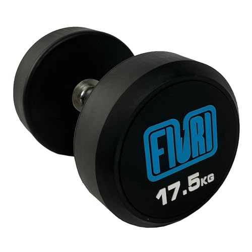 FIURI Mancuerna Redonda, Pesas para Ejercicio en Casa o Entrenar en Gimnasio, para Crossfit, Musculación y Entrenamiento Funcional, Mancuerna para Fitness, Hit - 17,5 Kg